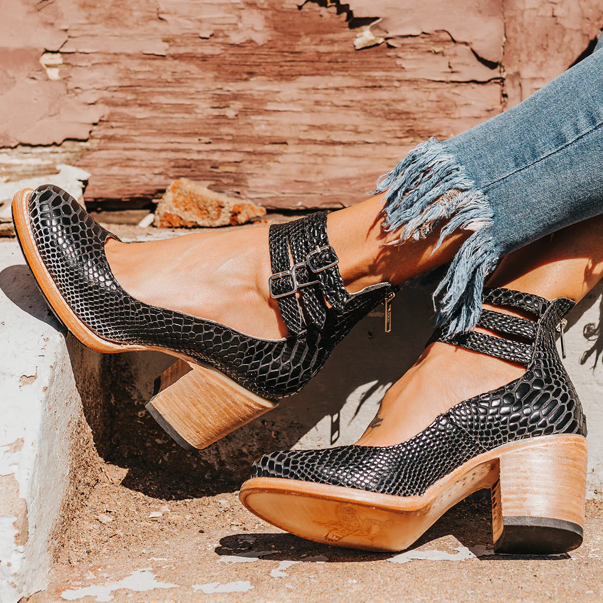 Isabel - Zapatos de tacón alto con tiras y suela gruesa