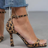 Clara - Sandalias de tacón alto con estampado de leopardo