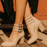 Isabel - Zapatos de tacón alto con tiras y suela gruesa