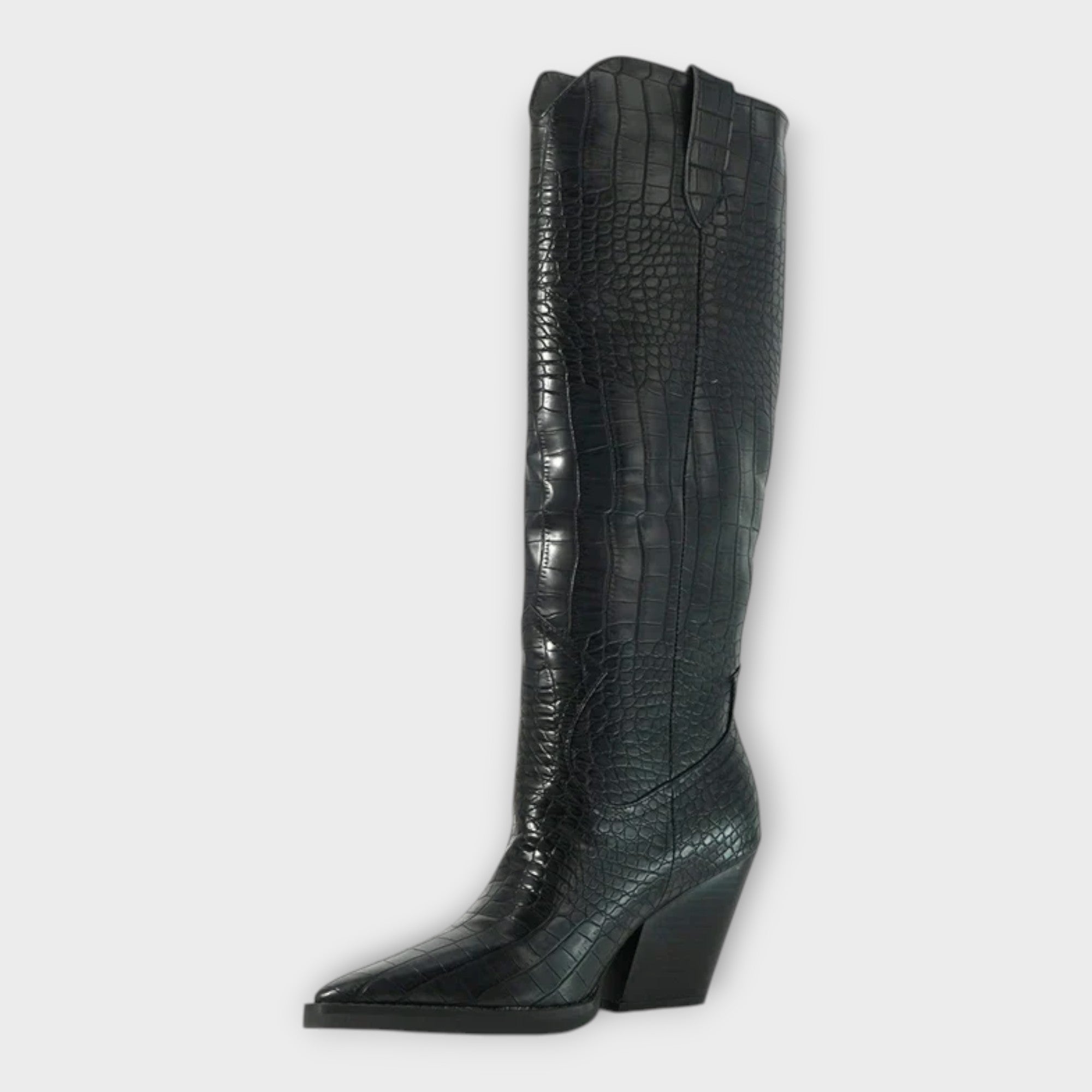 Botas de diseño croco con tacón elegante
