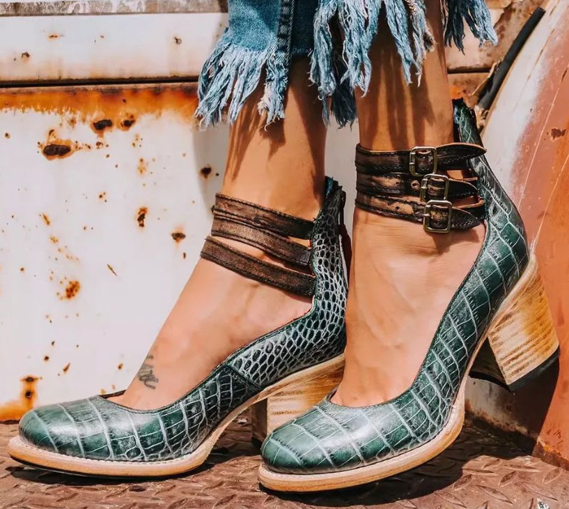 Isabel - Zapatos de tacón alto con tiras y suela gruesa